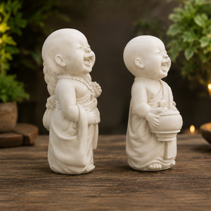( Set of 2 ) 13 inch Resin Standing Monk Statues