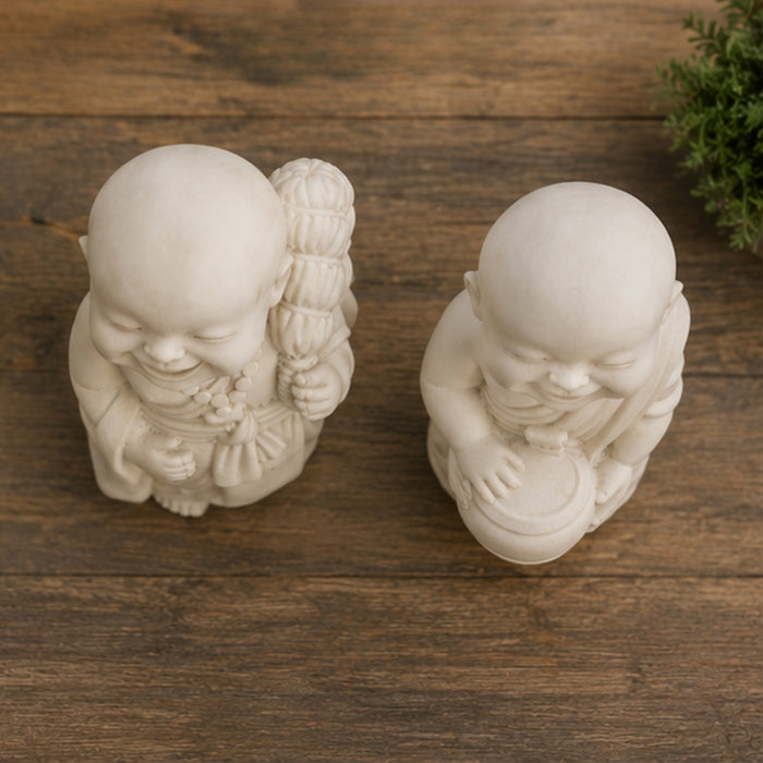 ( Set of 2 ) 13 inch Resin Standing Monk Statues