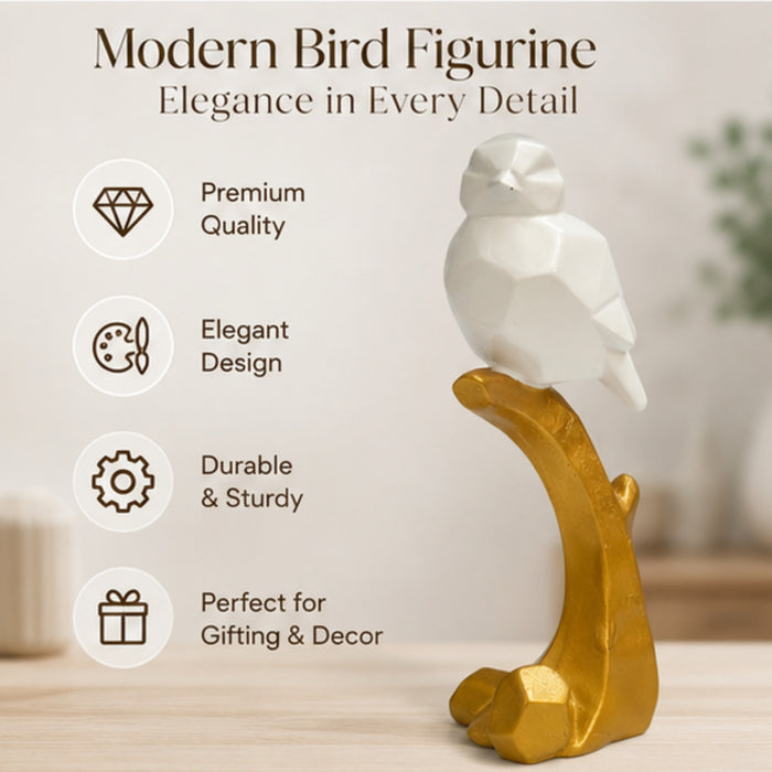 Wonderland Modern Bird Figurine on Golden Branch