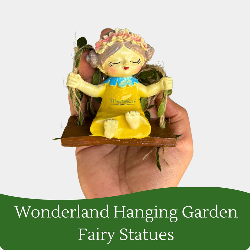 Whimsical Garden Fairy Mini Hanging  Girl on Swing (yellow)