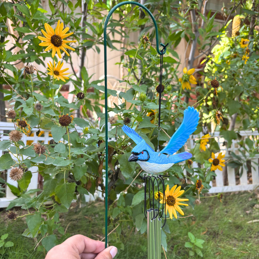 Decorative Bird Wind Chime Garden Stakes (Set of 3) – Multicolor Resin Flying Birds on Shepherd Hooks for Lawn, Balcony, Flower Pot & Hanging Sound Bell Decor