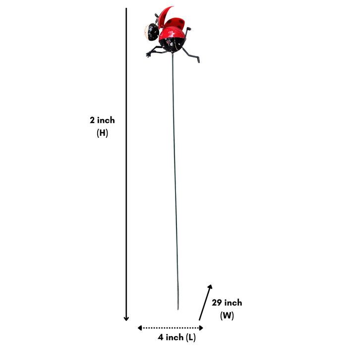 Whimsical Ladybug Garden Stakes (Set of 2) – Red & Orange Metal Stem Sticks for Potted Plants & Flower Beds