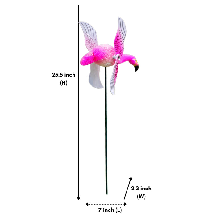 Whimsical Flying Flamingo Wind Spinners (Set of 2) – Pink & Orange Kinetic Garden Stakes for Lawn, Balcony & Pathway Decor