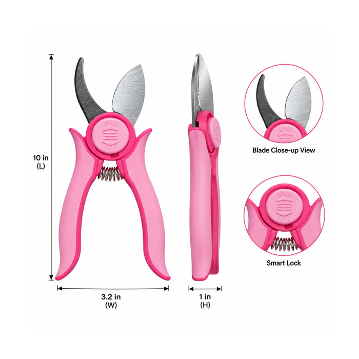 Garden tools :Mini Trimmer Pruning Shear With Smart Lock Pink