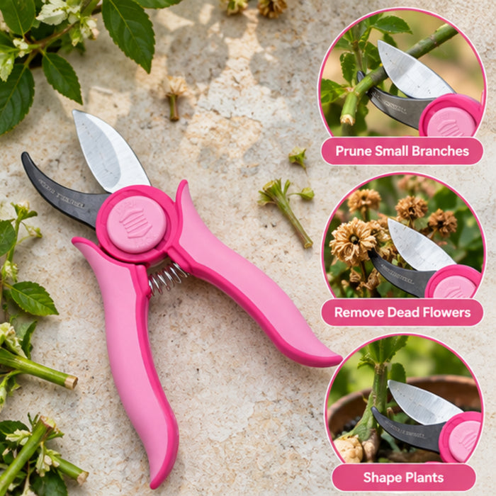 Garden tools :Mini Trimmer Pruning Shear With Smart Lock Pink