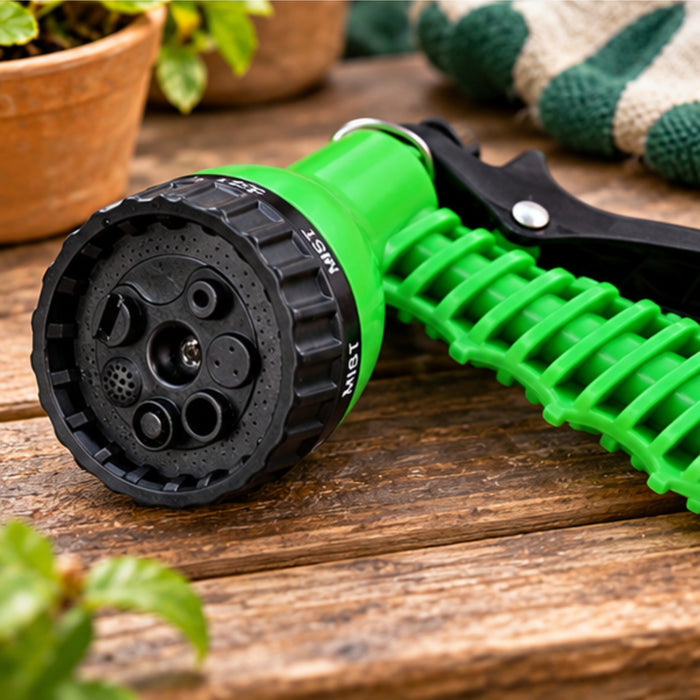 7 Pattern High Pressure Garden Hose Nozzle Water Spray Gun (Green)