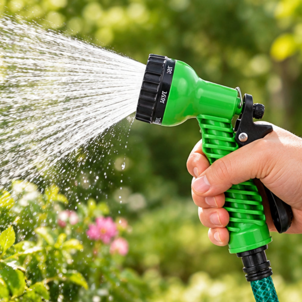 7 Pattern High Pressure Garden Hose Nozzle Water Spray Gun (Green)