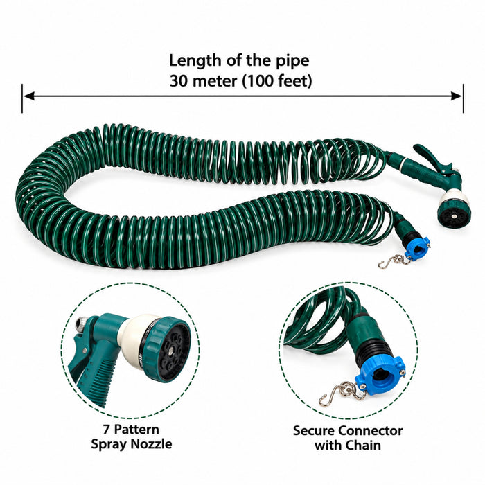 30M/100 Feet Coil Hose with 7 feature