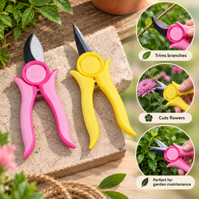 Mini Pruning and Trimmer with Smart Lock (Yellow & Pink)