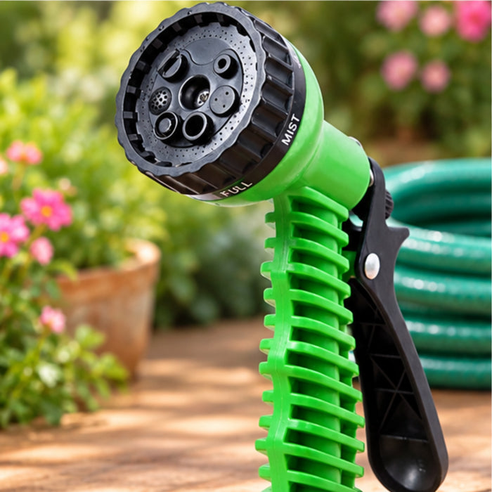 7 Pattern High Pressure Garden Hose Nozzle Water Spray Gun (Green)
