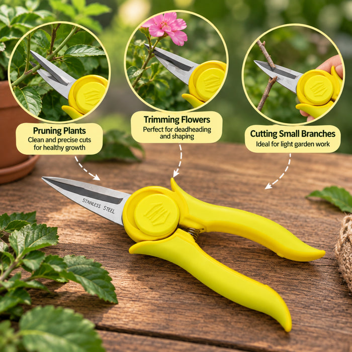 Garden tools :Mini Trimmer Pruning Shear With Smart Lock Yellow
