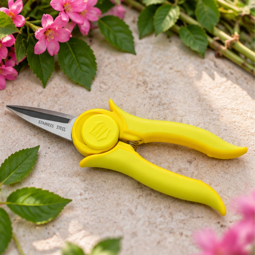 Garden tools :Mini Trimmer Pruning Shear With Smart Lock Yellow