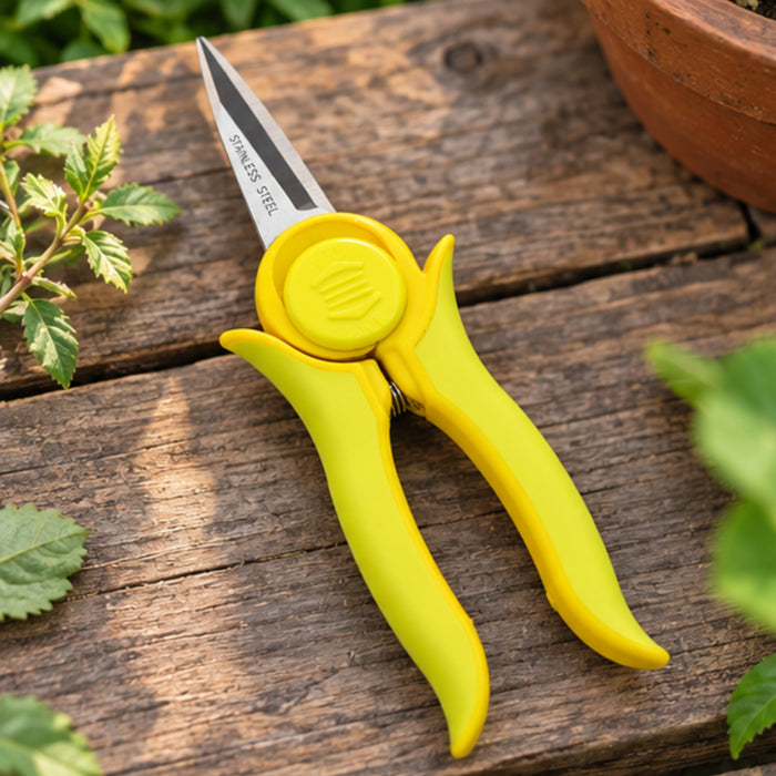 Garden tools :Mini Trimmer Pruning Shear With Smart Lock Yellow