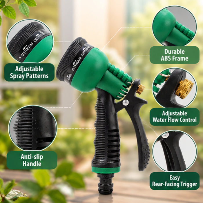 Plastic Trigger Car Washing/Gardening Water Spray Gun (Green and Black)