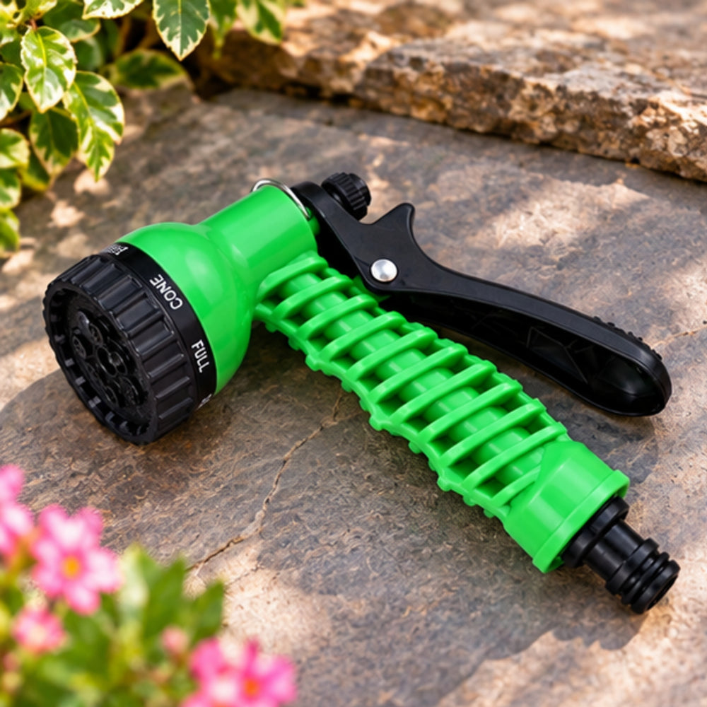 7 Pattern High Pressure Garden Hose Nozzle Water Spray Gun (Green)
