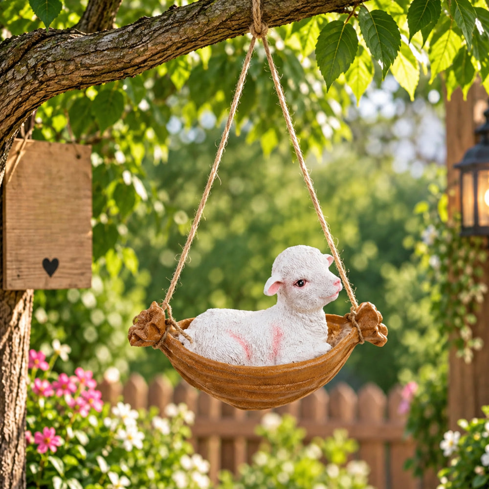 Hanging Lamb for garden decor-Brown