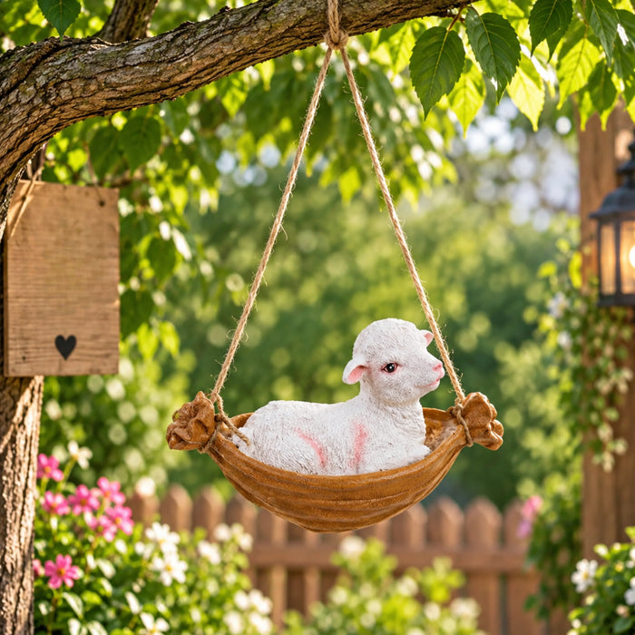 Hanging Lamb for garden decor-Brown