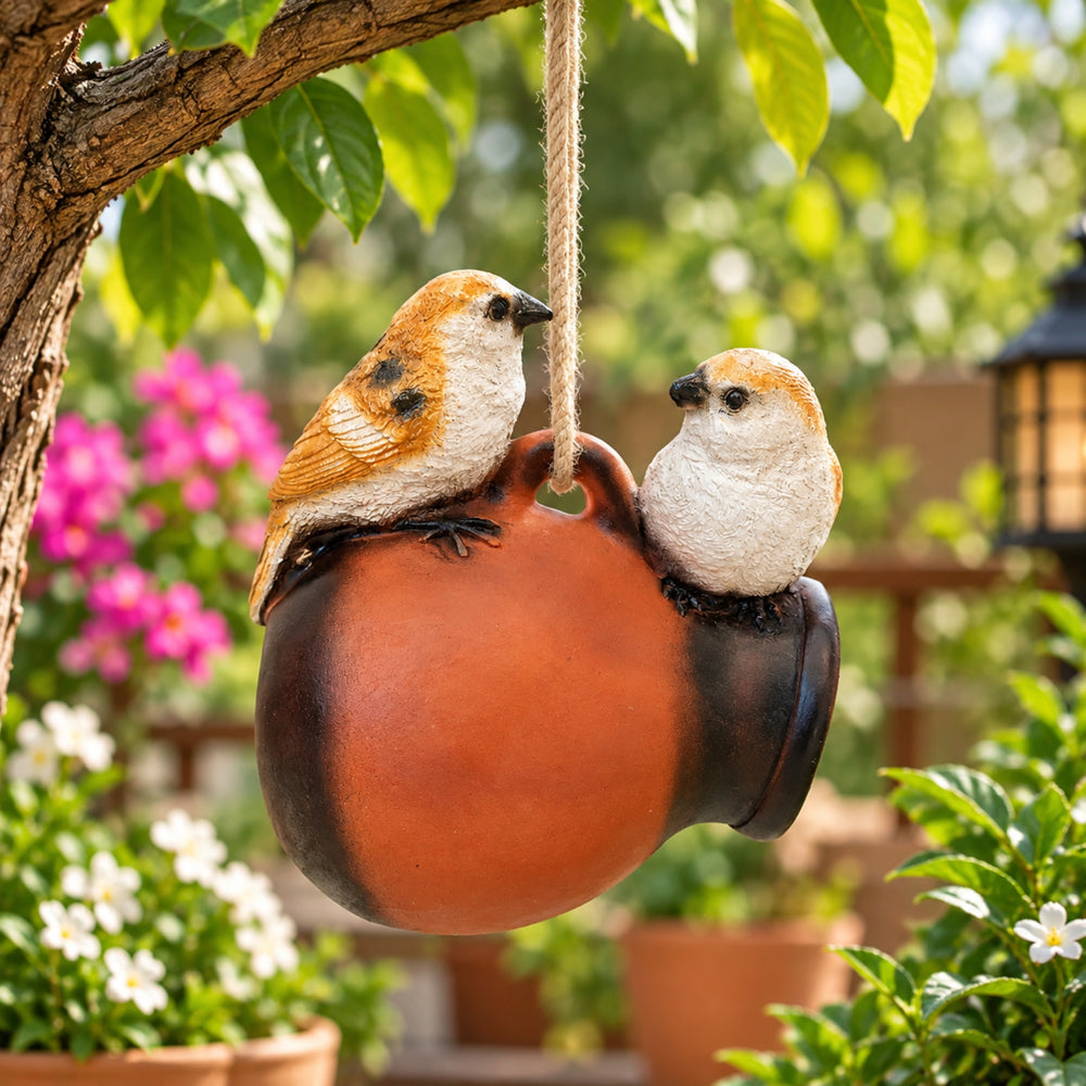 2 Birds on nest, Garden Decoration Birds, Birds Statues, Balcony Decoration, Terrace Garden Decor