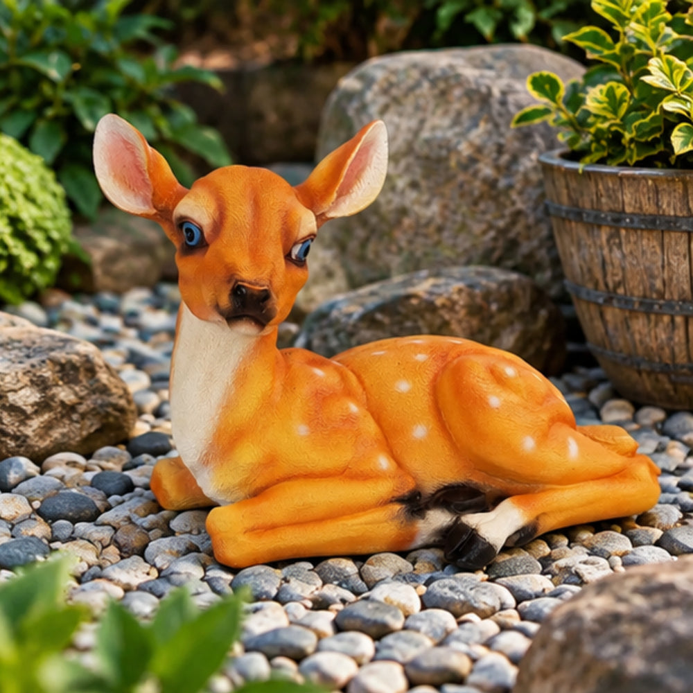 Resting Deer Garden Statue – Outdoor Decorative Animal Figurine for Lawn and Garden