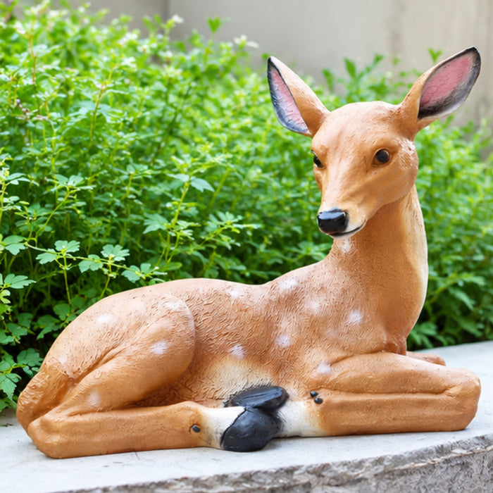 Reclining Fawn Garden Statue – Resting Deer Outdoor Decor for Lawn & Patio