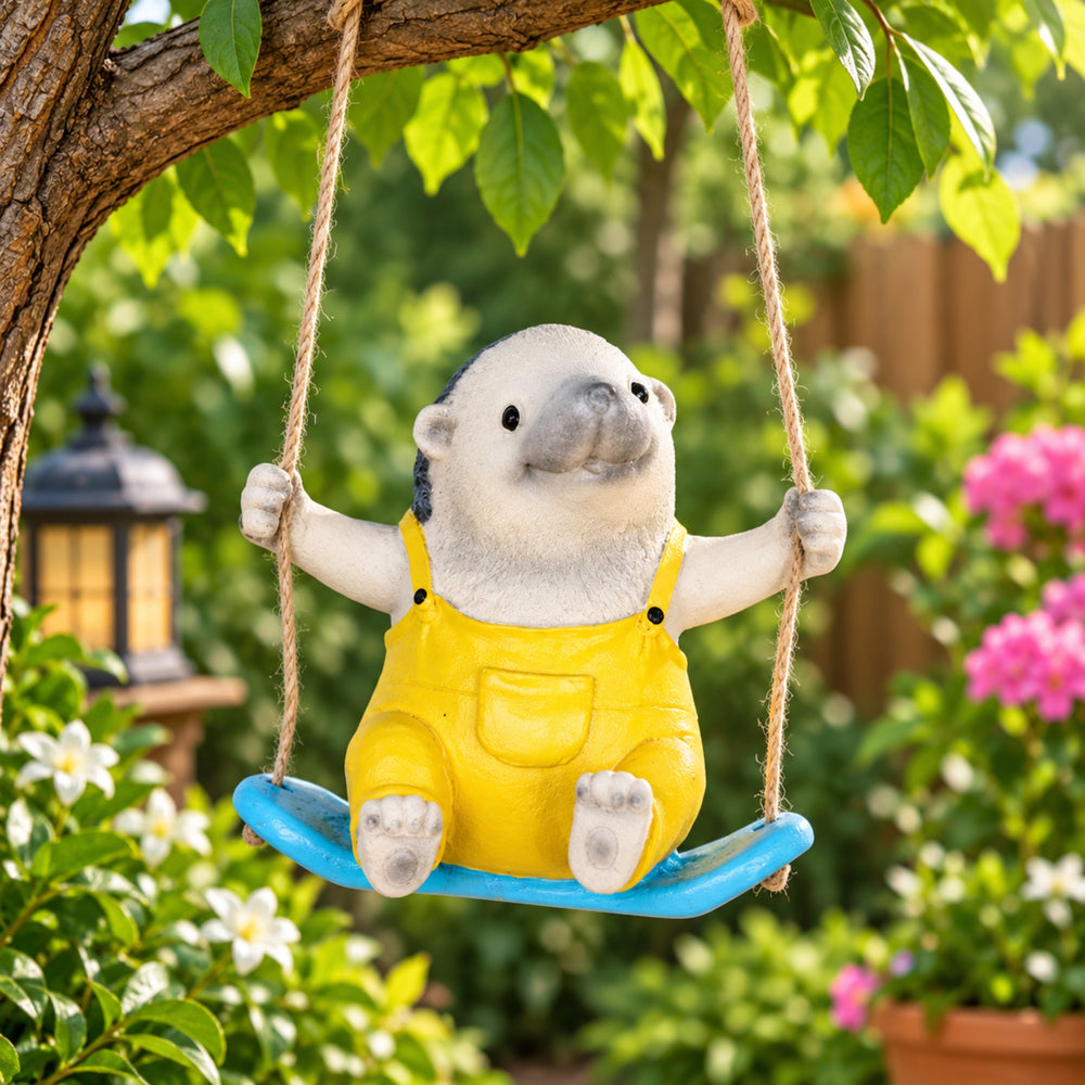 Hedgehog on Swing for Balcony and Garden Decoration