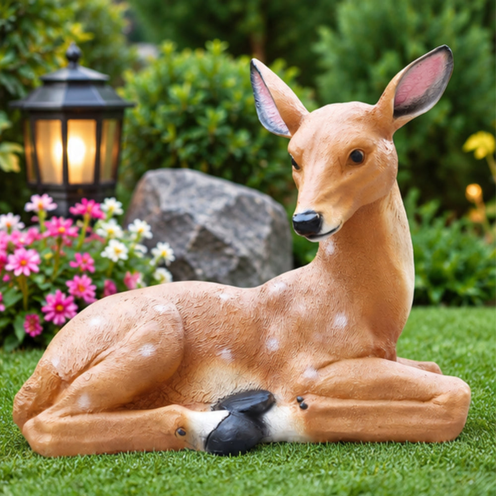 Reclining Fawn Garden Statue – Resting Deer Outdoor Decor for Lawn & Patio