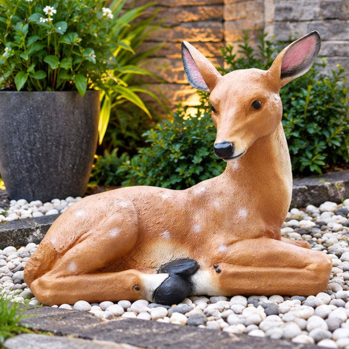 Reclining Fawn Garden Statue – Resting Deer Outdoor Decor for Lawn & Patio