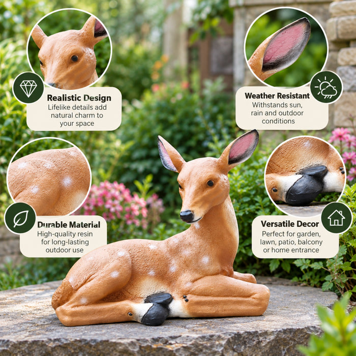 Reclining Fawn Garden Statue – Resting Deer Outdoor Decor for Lawn & Patio