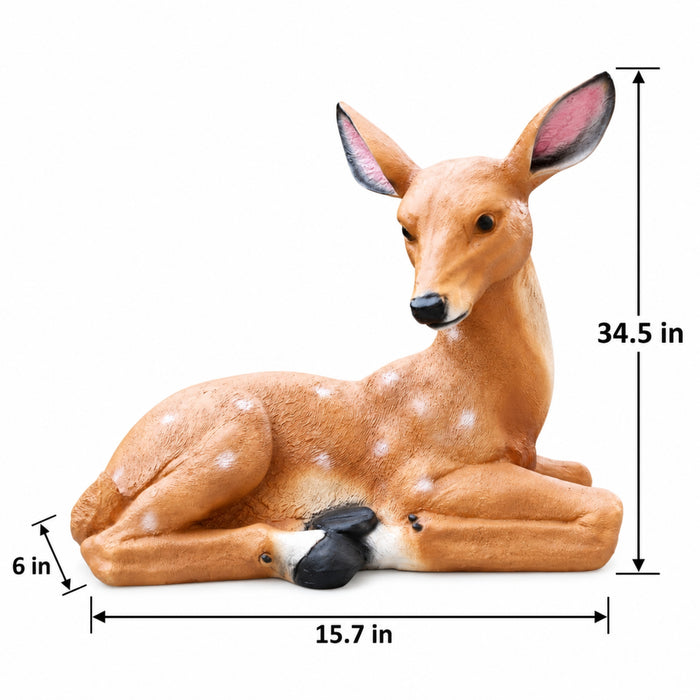Reclining Fawn Garden Statue – Resting Deer Outdoor Decor for Lawn & Patio