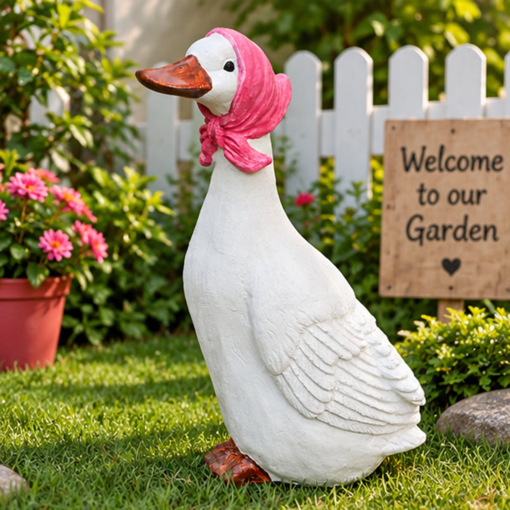 Duck and Geese with Red Scarf Garden Statue Charming Home and Balcony Decor