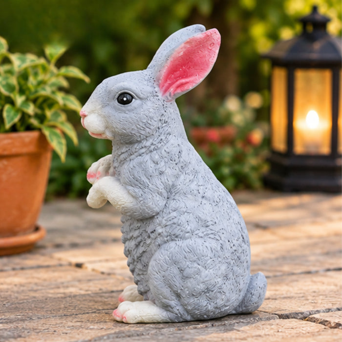 Resin garden decor Cute Standing Rabbit (Grey)