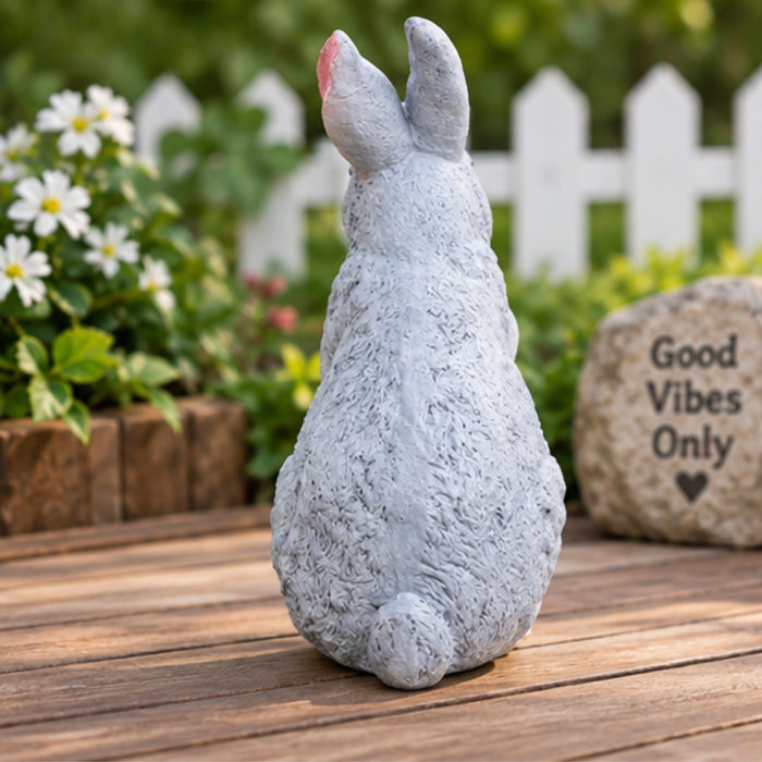 Resin garden decor Cute Standing Rabbit (Grey)