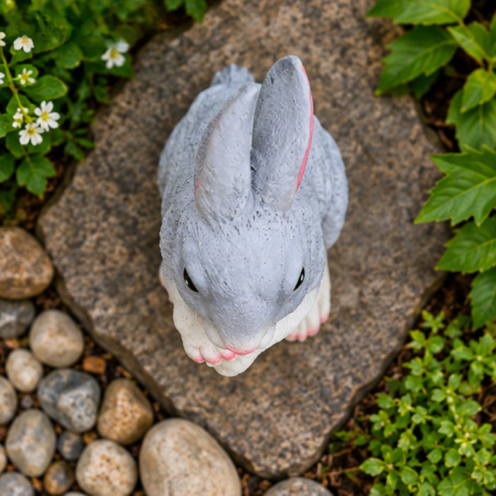 Resin garden decor Cute Standing Rabbit (Grey)