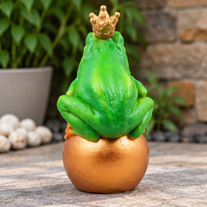 Resin King Frog on Golden Ball , Multicolour