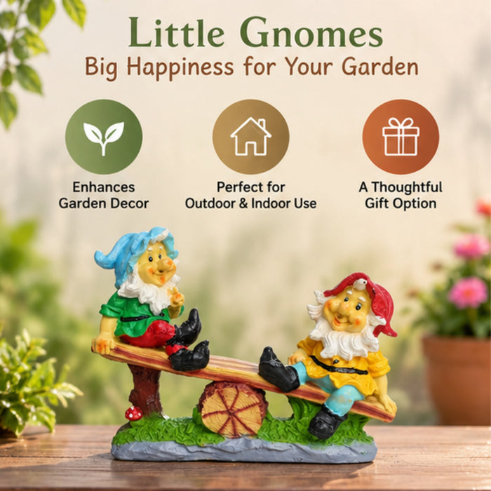 Gnome/Dwarf On Seesaw Statue for Garden Decoration