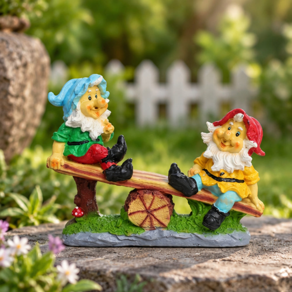 Gnome/Dwarf On Seesaw Statue for Garden Decoration