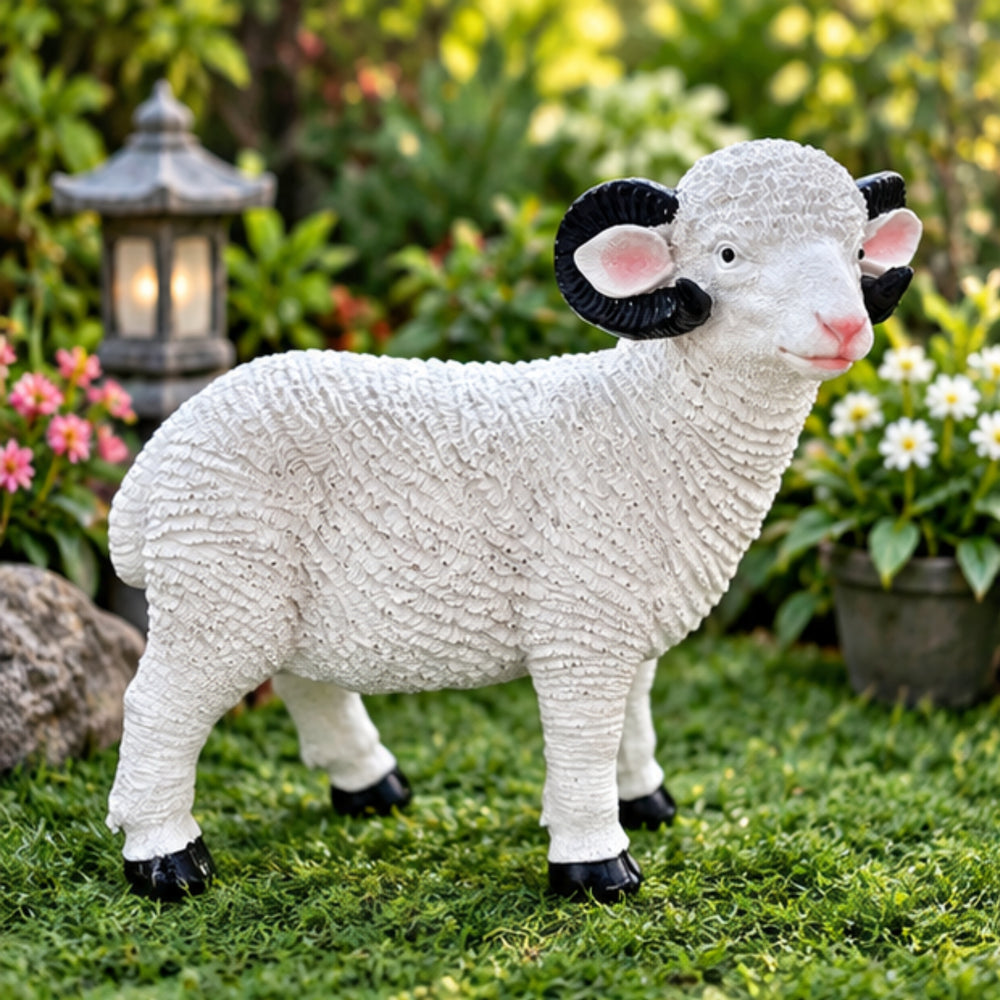 10 Inch Black & White Sheep Statue for Garden Décor balcony Decoration