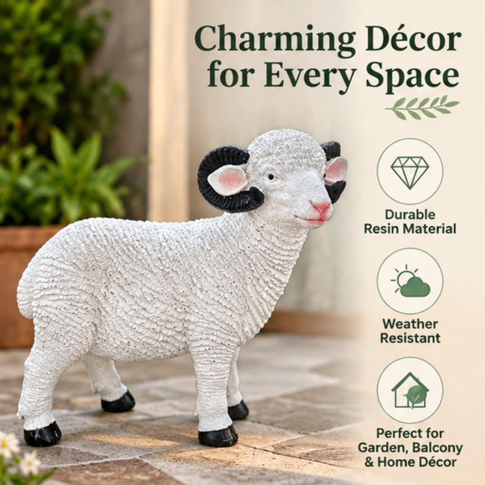 10 Inch Black & White Sheep Statue for Garden Décor balcony Decoration
