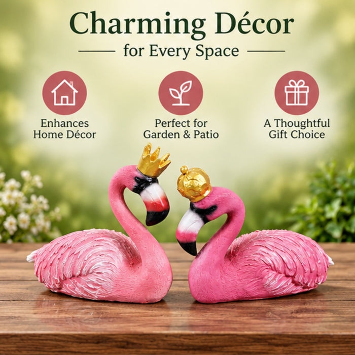 Resin Flamingo Couple for home and garden decor (Pink)