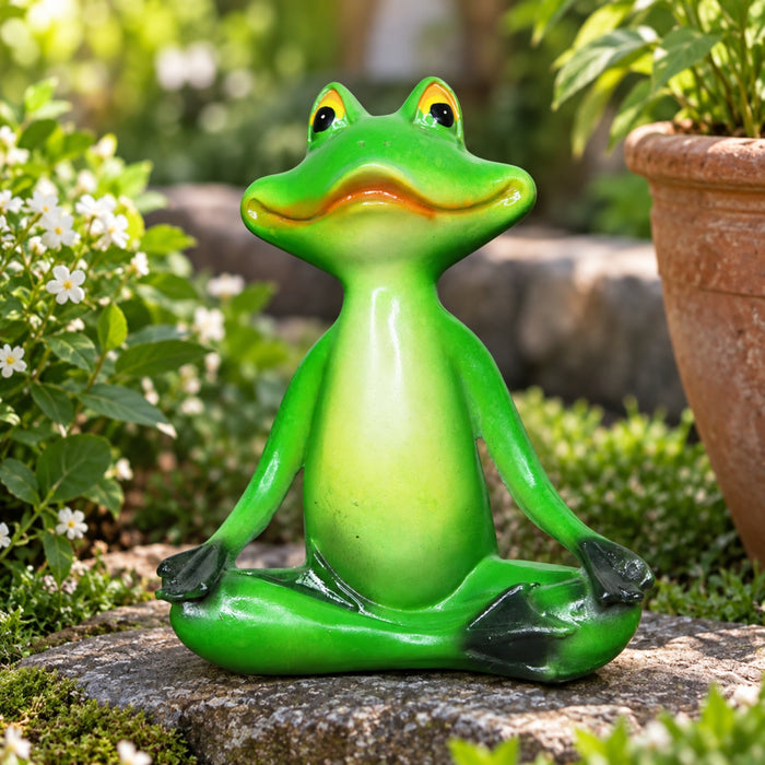 5.8 Inches Yoga Frogs Sitting For Home and Garden Decoration