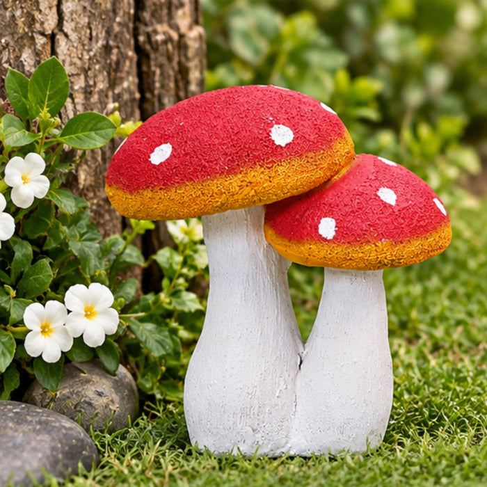 Mushroom Statue for Home, Balcony and Garden Decoration (Red)