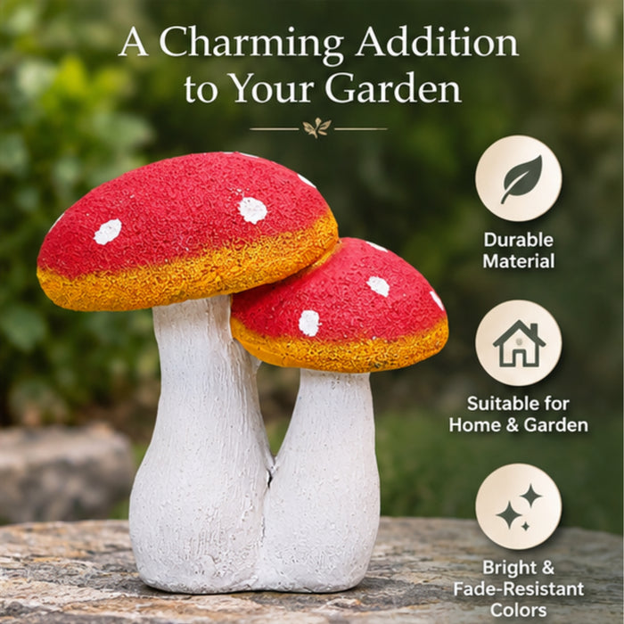 Mushroom Statue for Home, Balcony and Garden Decoration (Red)