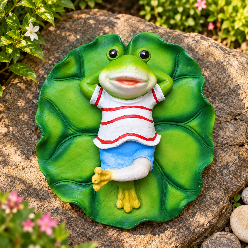Relaxing Frog on Lily Pad /Garden Statue/Home Decor Showpiece