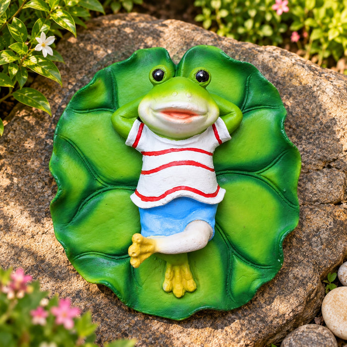 Relaxing Frog on Lily Pad /Garden Statue/Home Decor Showpiece