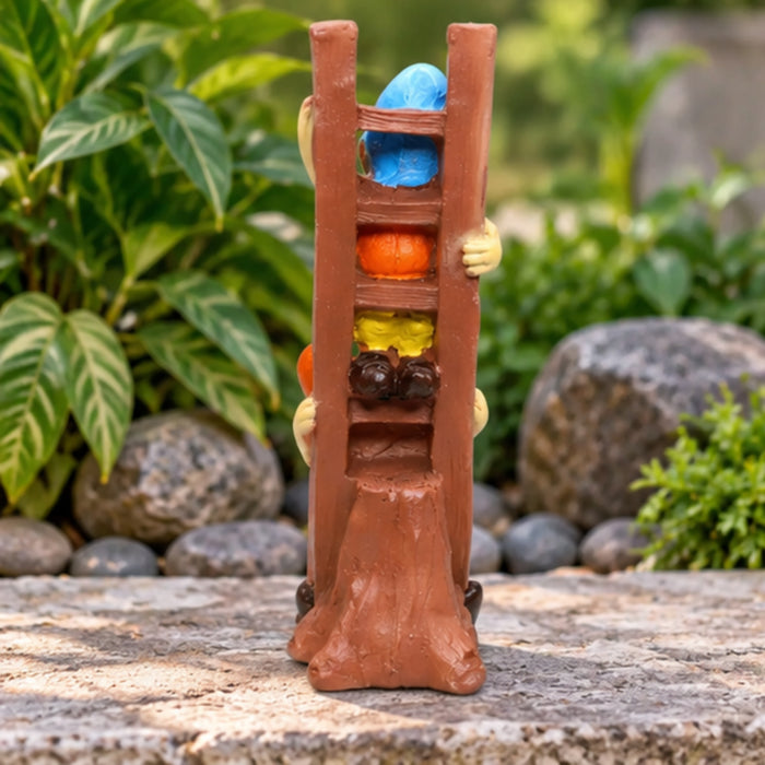 Resin Funny 2 Gnomes on Ladder Santa Idol, Standard (Style 03)