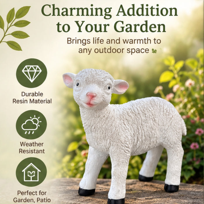 9 Inch Standing Sheep Statue for Garden Décor