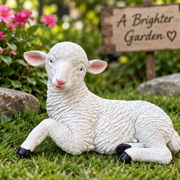 8 Inch Sheep Statue for Garden Décor