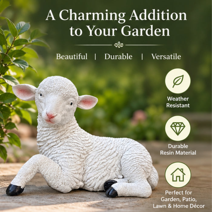 8 Inch Sheep Statue for Garden Décor