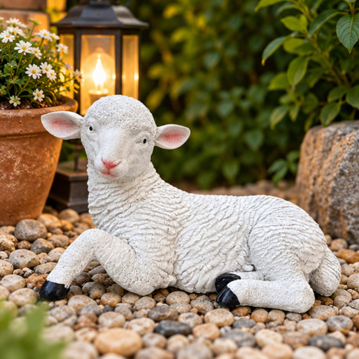 8 Inch Sheep Statue for Garden Décor