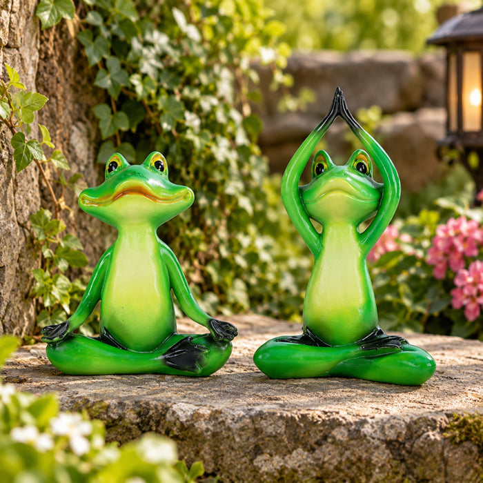 (Pack Of 2) 5.8 Inches Yoga Frog For Garden Or Home Decoration